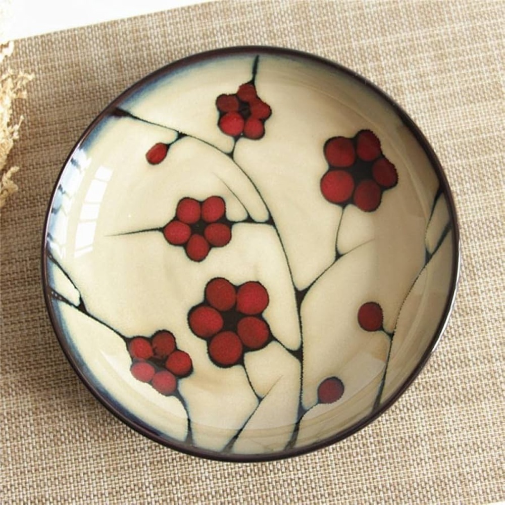 Pfaltzgraff Discontinued Floral Ceramic Art Plate - Red and Cream